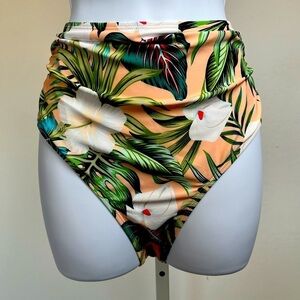 Cupshe Floral Print Med High Waisted Bikini Bottom Full Coverage NWOT